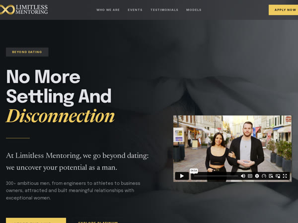 Homepage screenshot of Limitless Mentoring